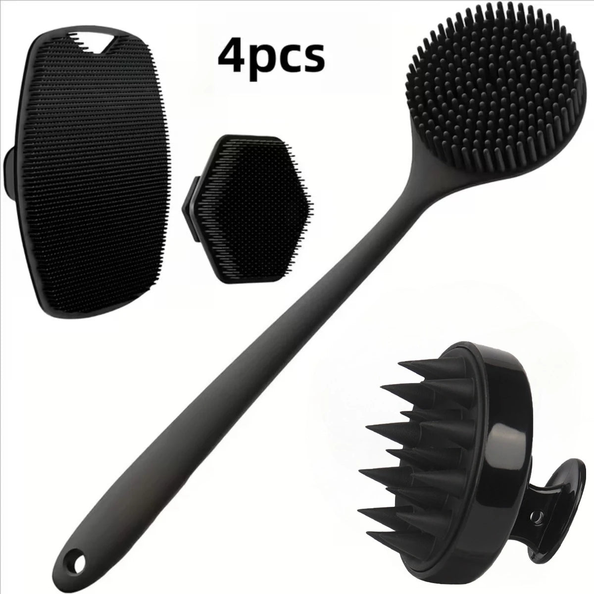 Brosse de douche en silicone douce pour le corps, le visage et les cheveux, exfoliante et adaptée aux peaux sensibles.