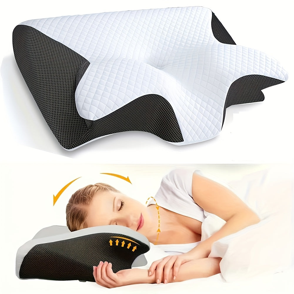 Oreiller anti-ronflement ergonomique en mousse à mémoire de forme, soulage les cervicales, améliore la respiration et favorise un sommeil profond.
